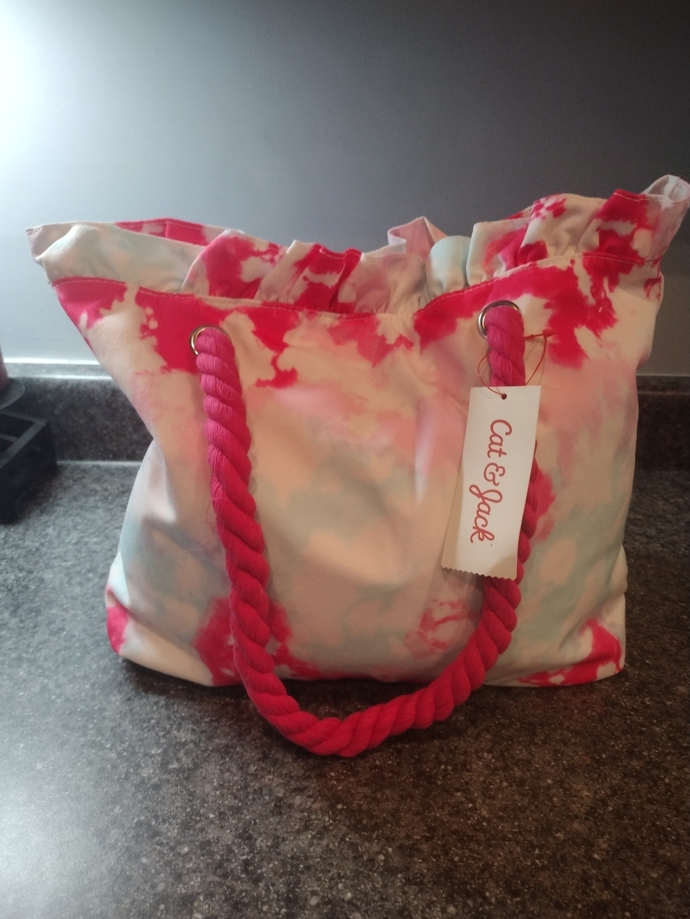 Cat & Jack Pink and Light Blue Tie-Dye Rope-Handle Tote